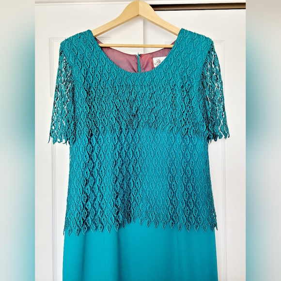 Jill Paige Originals Women's Special Occasions Maxi Dress Emerald/Teal Lace 20 - Picture 5 of 15